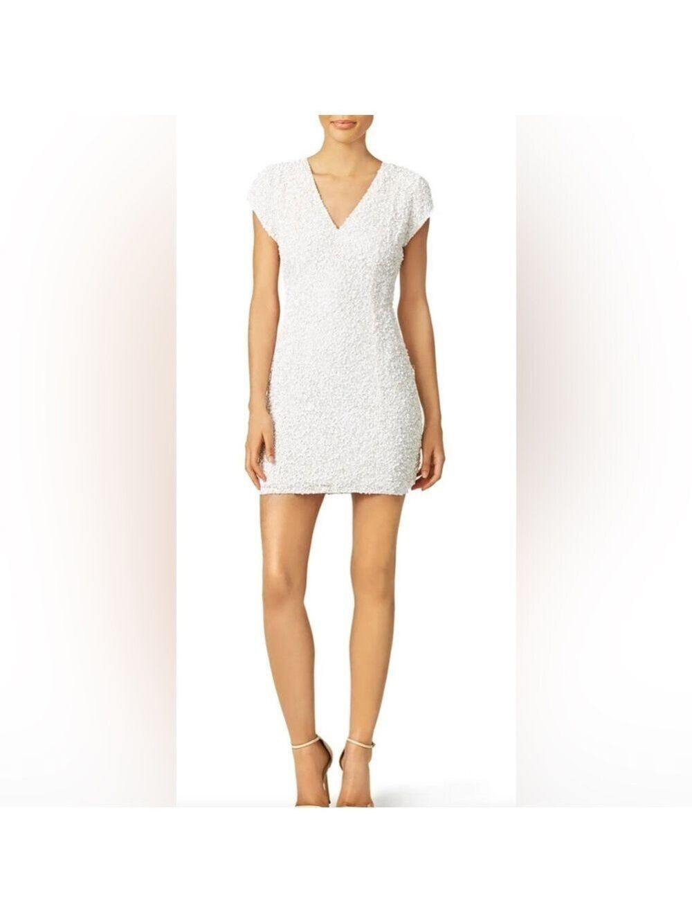 Parker Serena White Sequin Mini Dress Size 4 - Picture 2 of 11